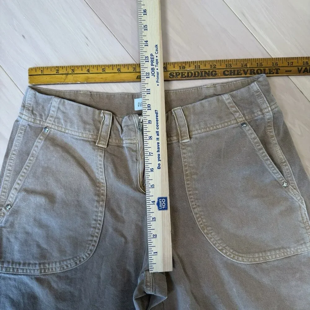 Gap Sandy Liang Low Rise Utility Pants Women's 10 Tan Brown Double Knee Baggy - Picture 7 of 11